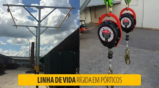 Linha de vida rígida em pórticos